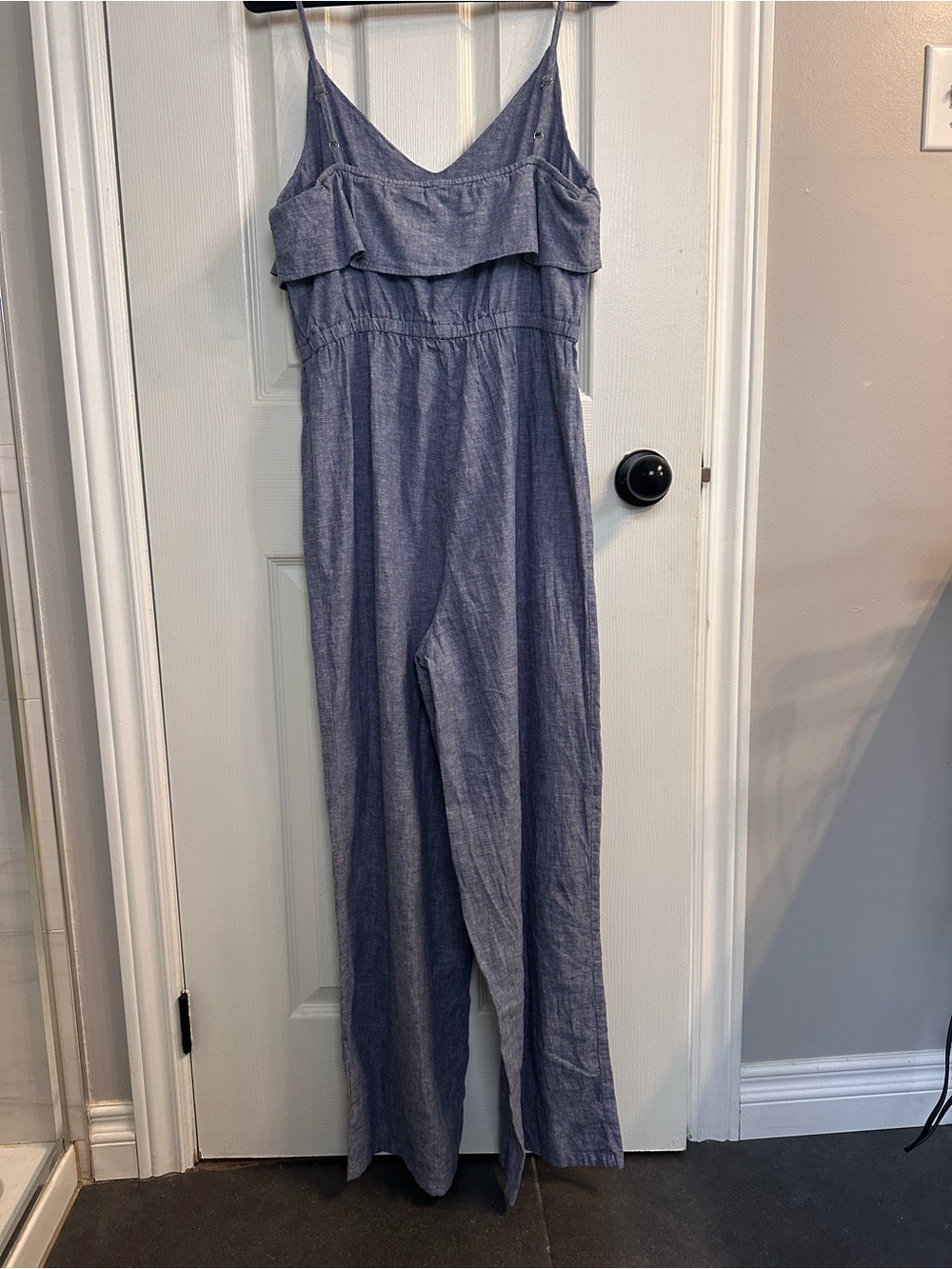 GUESS by Marciano Chambray Ruffle-Front Sleeveless Jumpsuit - Picture 2 of 4